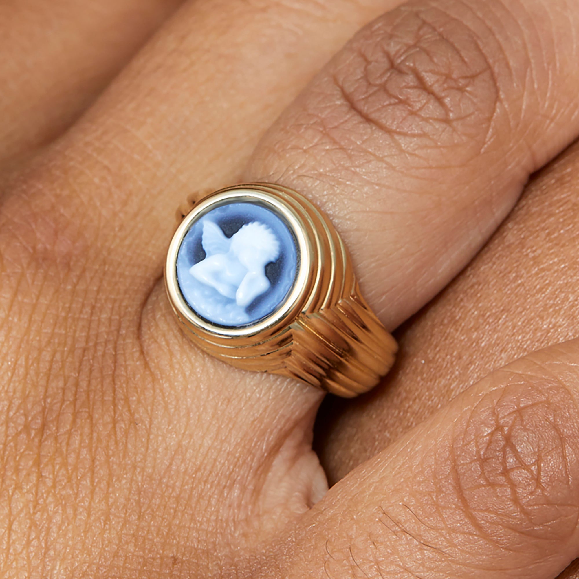 Oceanic Agate Signet Ring