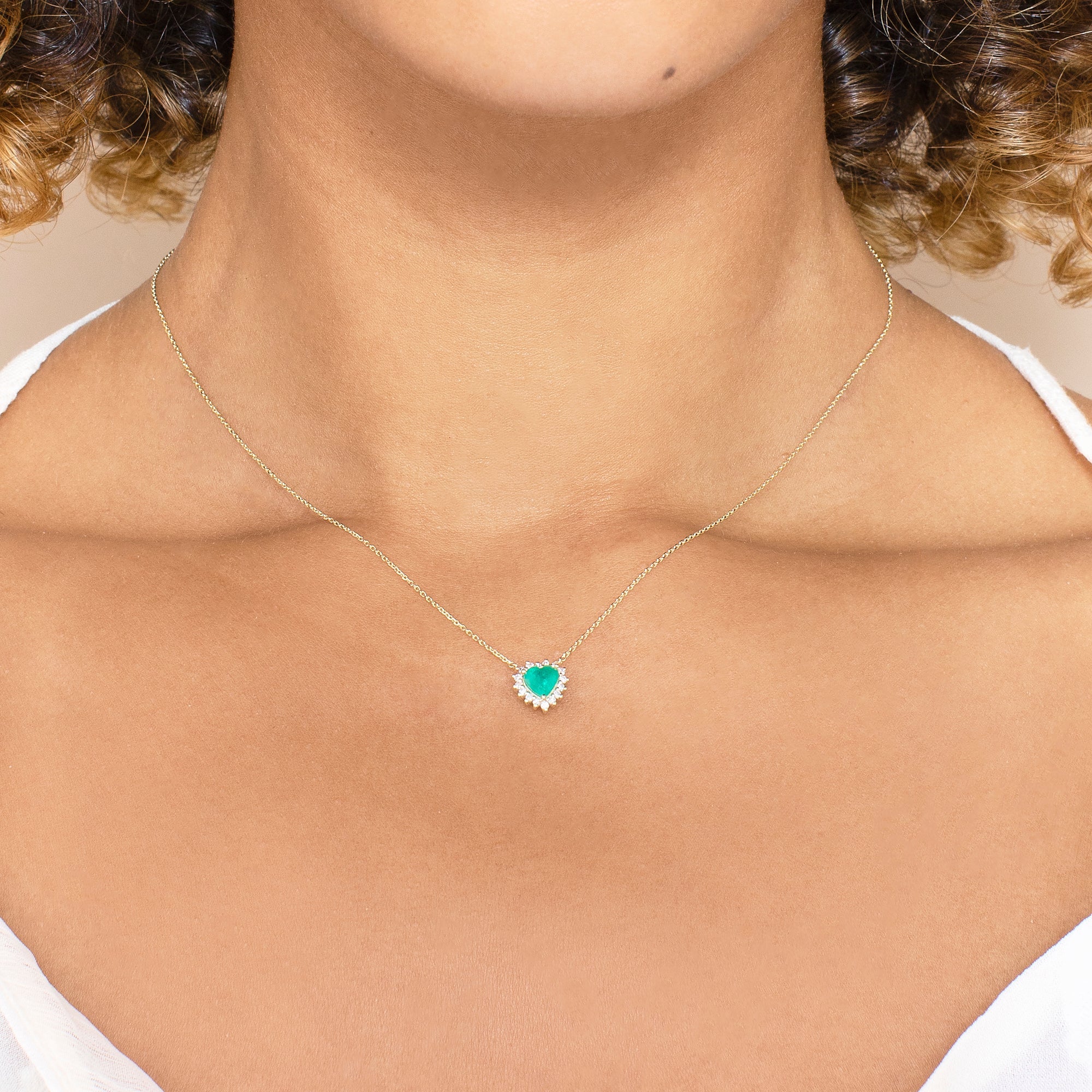 Heart Emerald Diamond Necklace