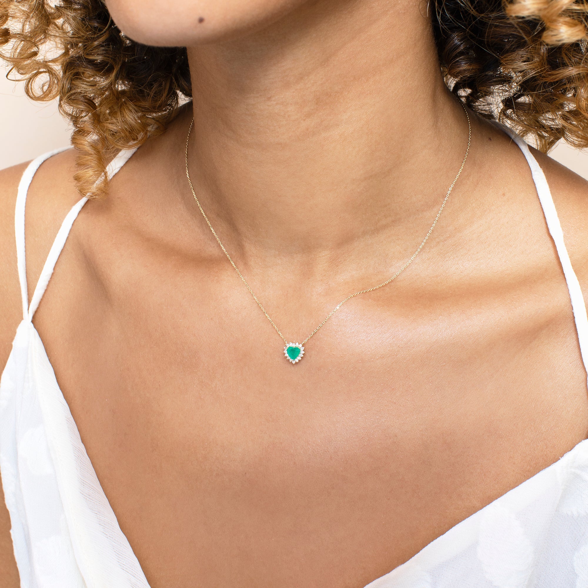 Heart Emerald Diamond Necklace
