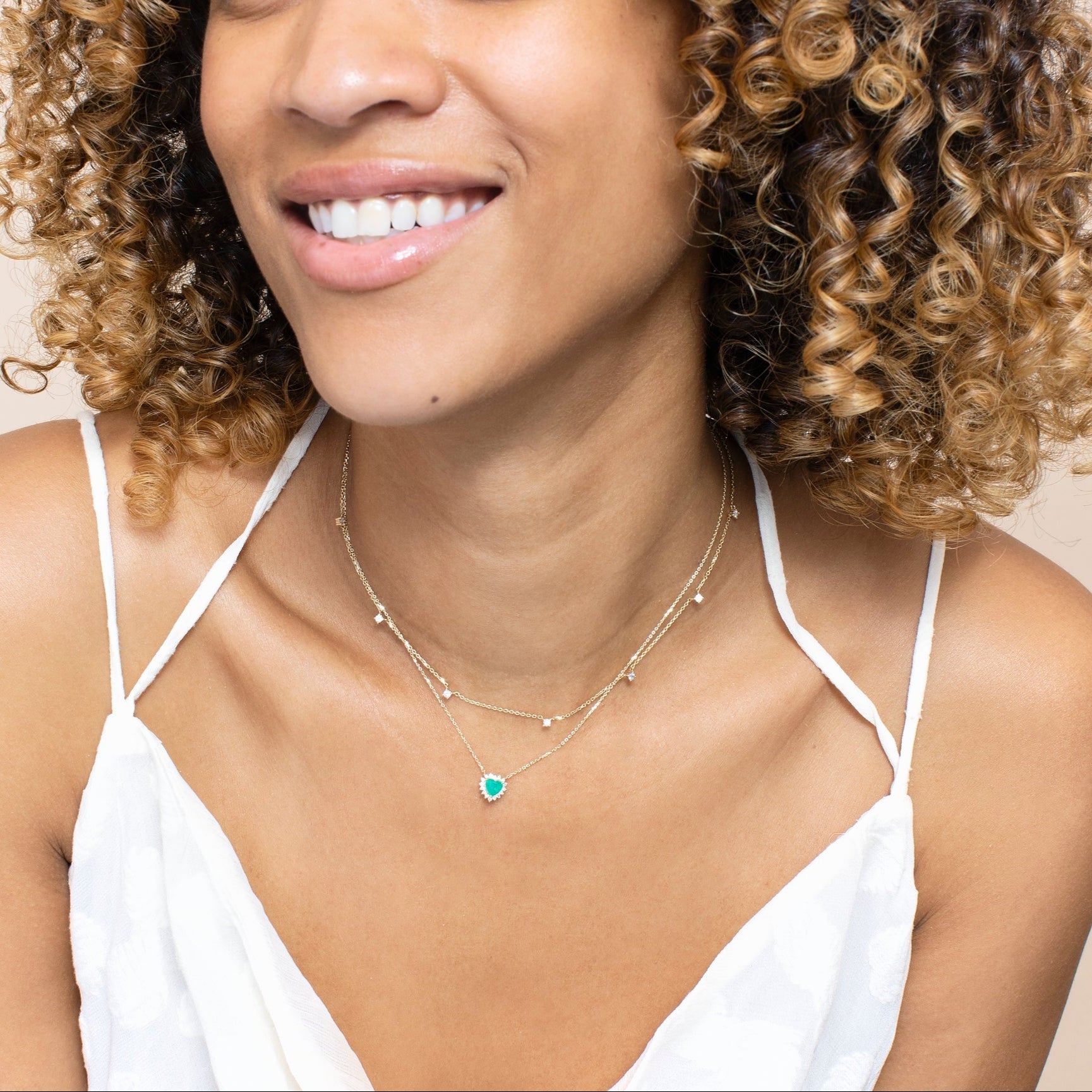 Heart Emerald Diamond Necklace