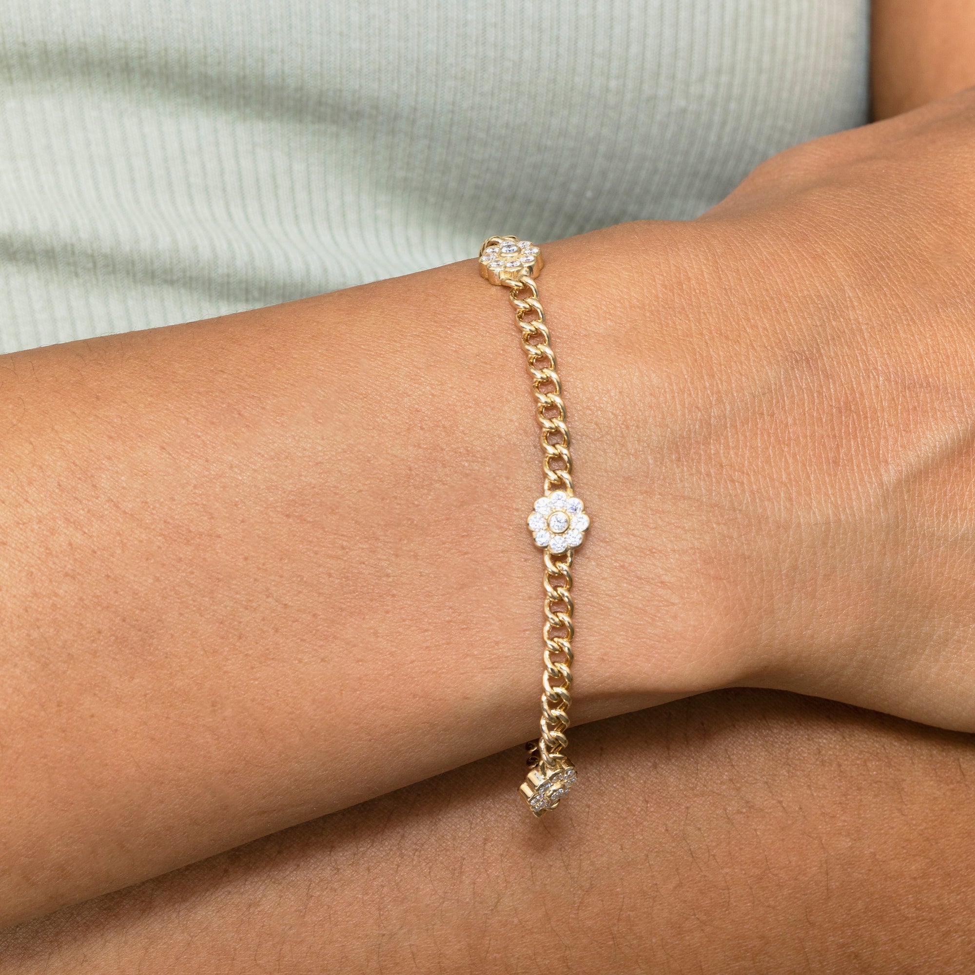 Floral Spark Cuban Link Bracelet
