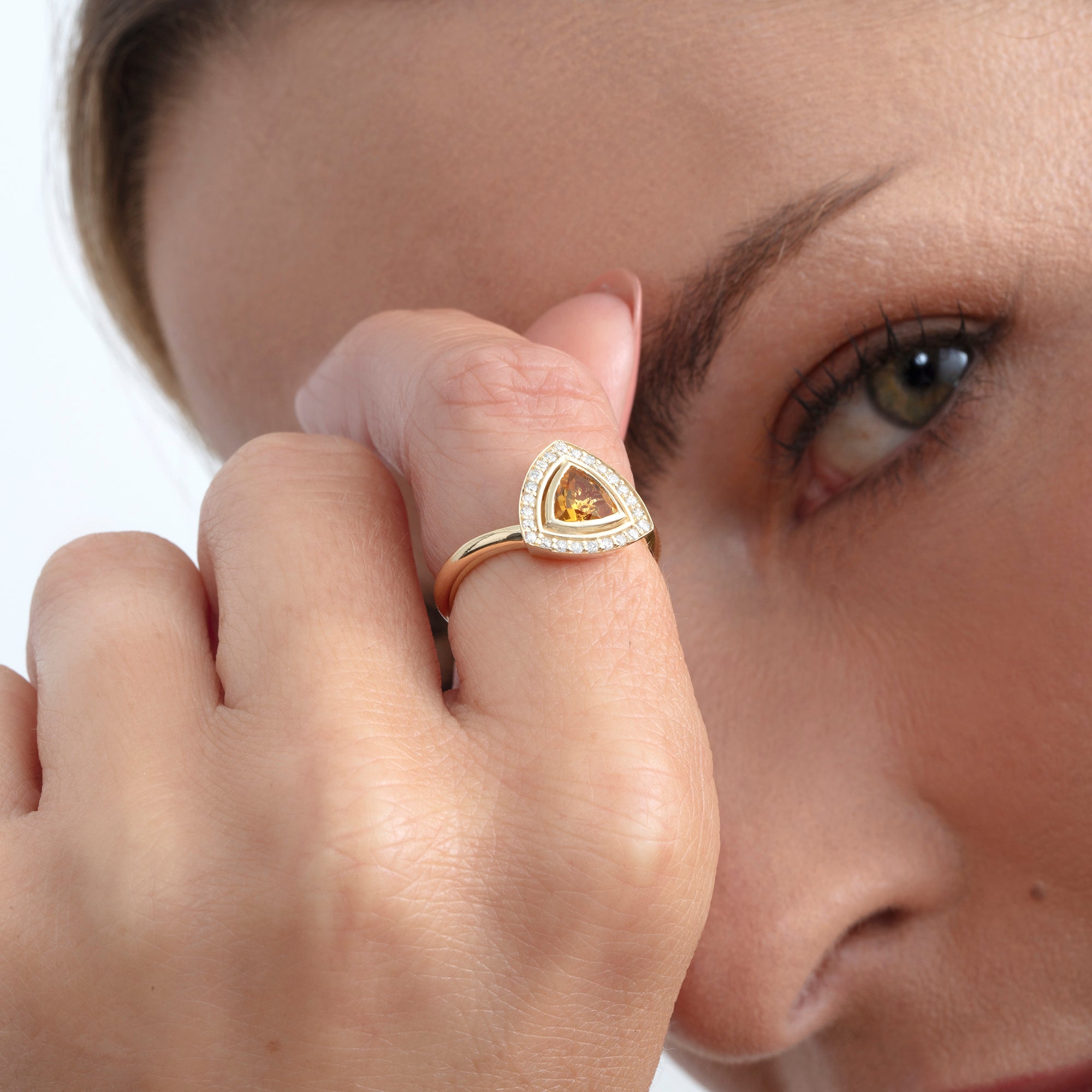 Sunlit Trilliant Citrine Ring