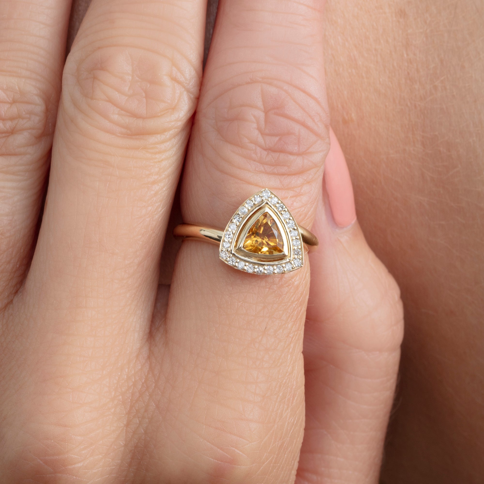 Sunlit Trilliant Citrine Ring