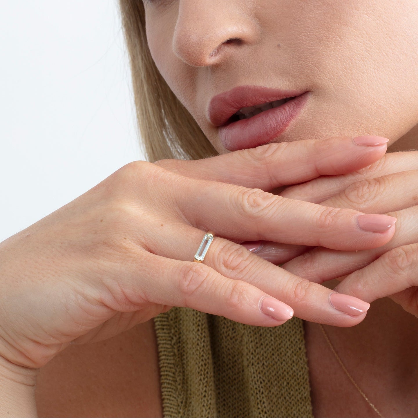 Baguette Aquamarine Cocktail Ring