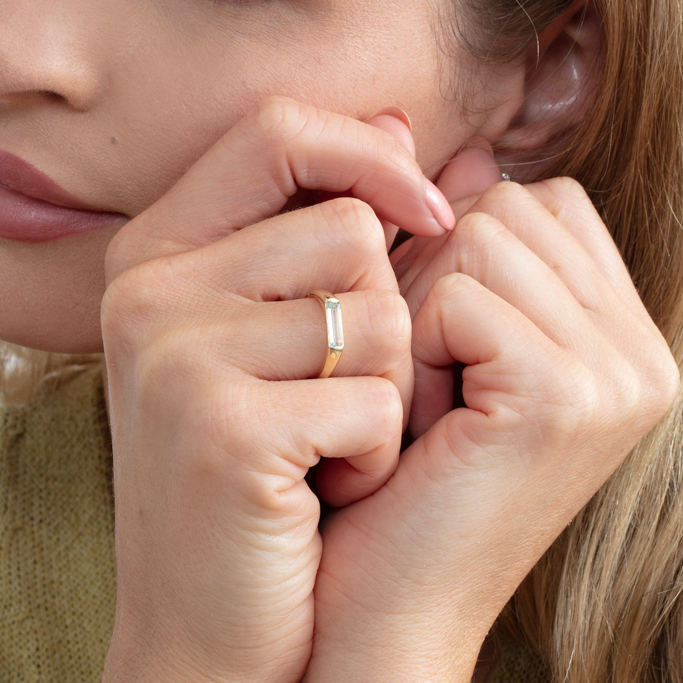 Baguette Aquamarine Cocktail Ring