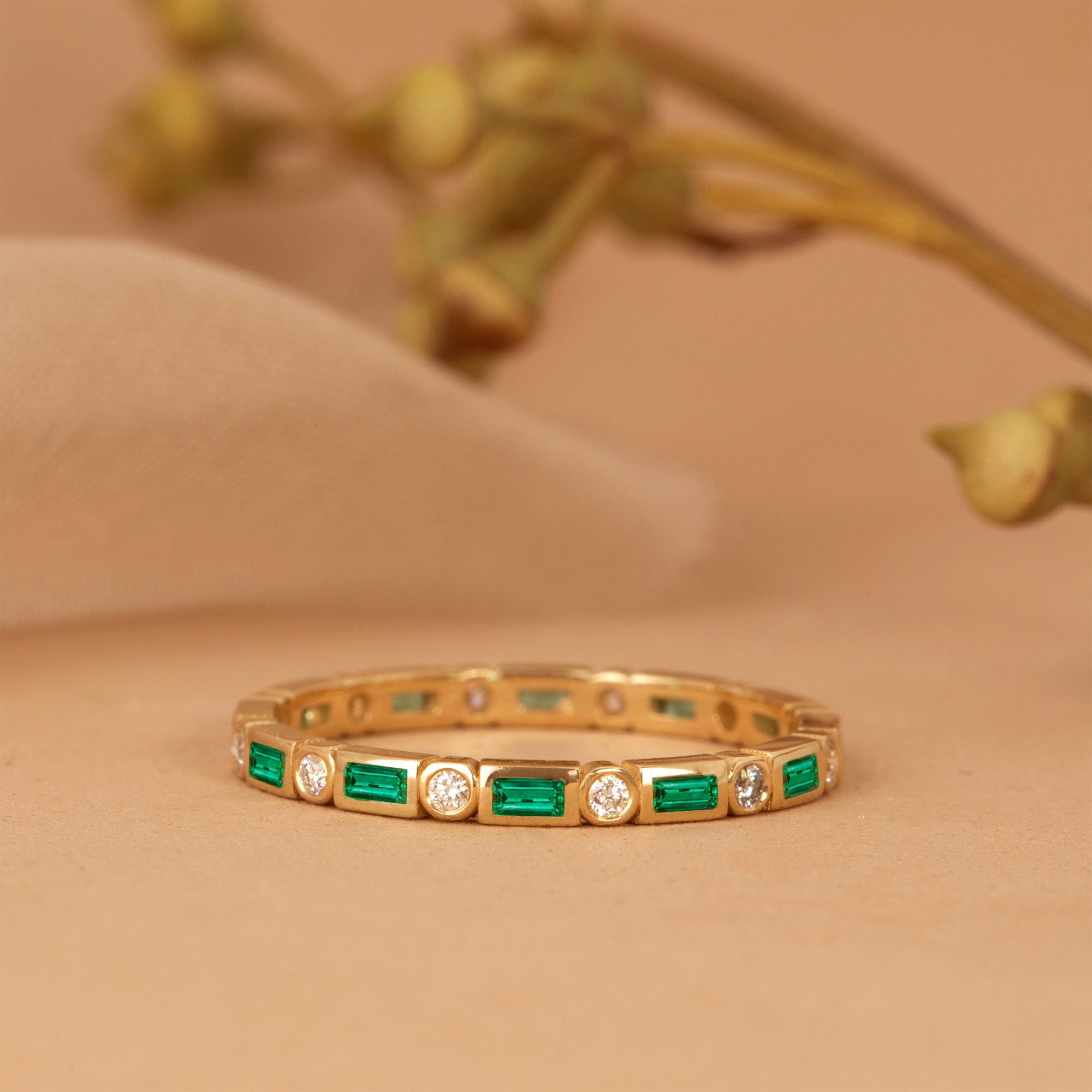 Baguette Emerald Circle Ring