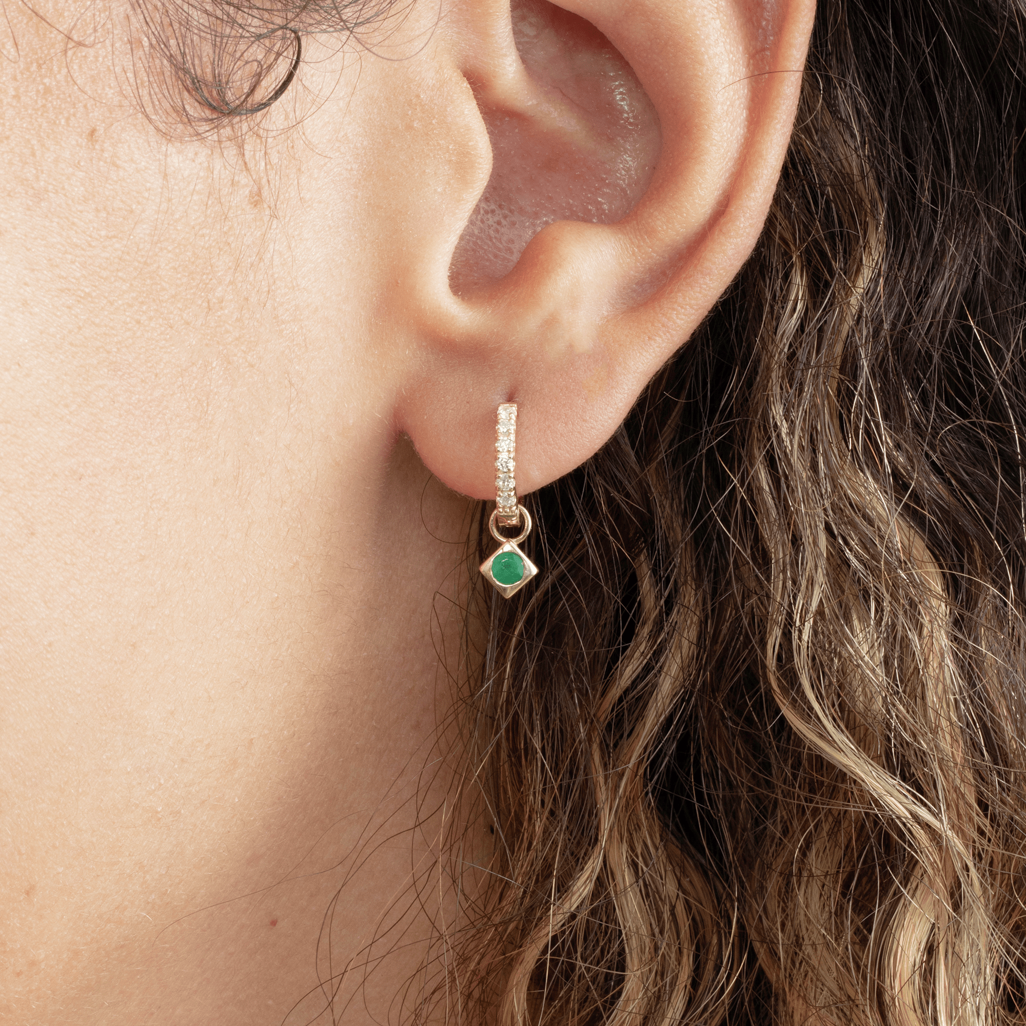 Halo Gem Charm Hoops