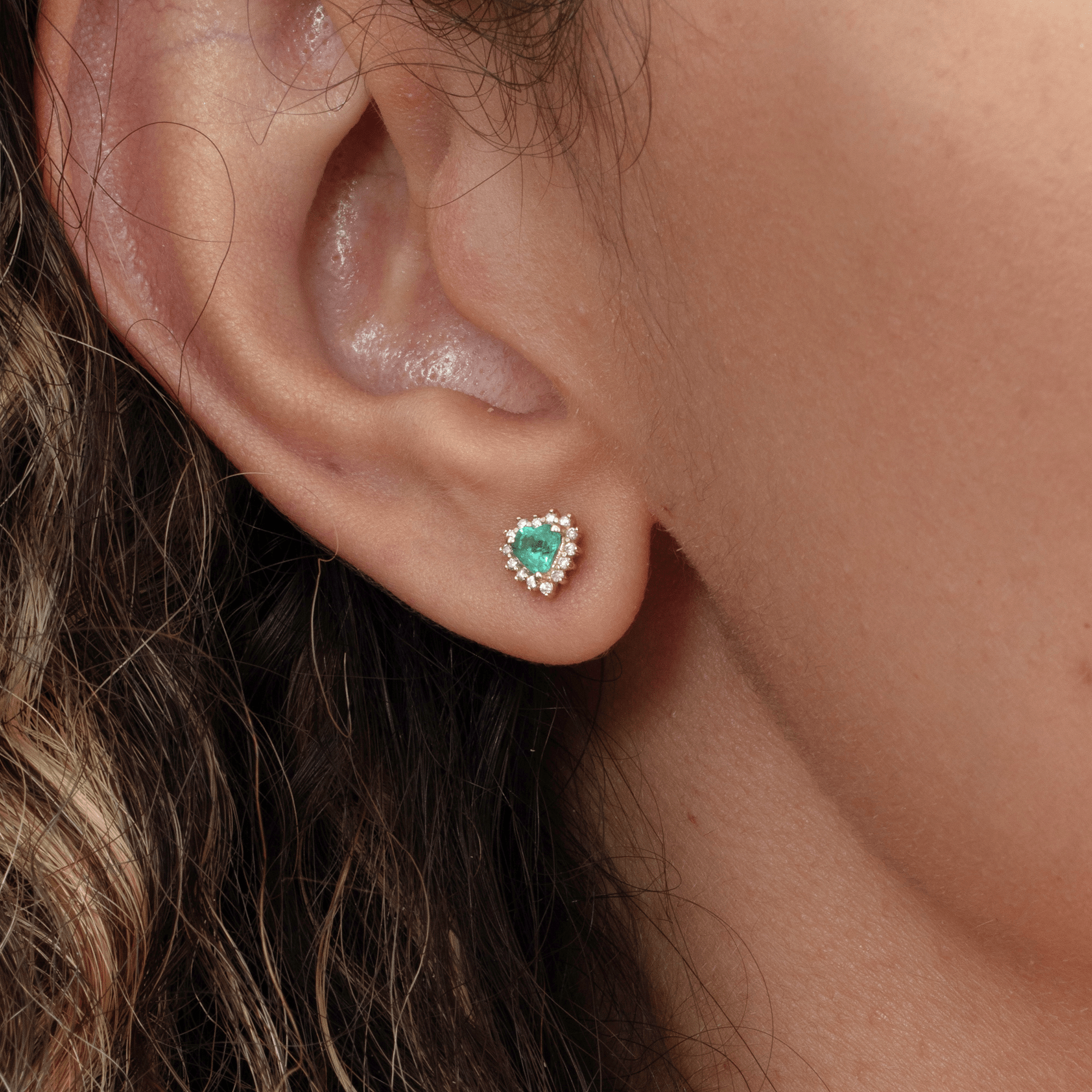 Heart of Emerald Stud Earrings