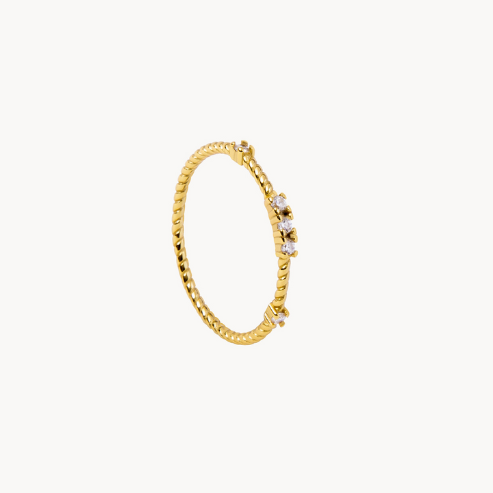 terling Silver 925 Ring with 18K Gold Plating and Dazzling Zirconia Stones - Jewel Edition