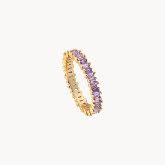 Elegant Radiance: Malva Arezzo Mauve Baguette Zirconia Ring - Jewel Edition