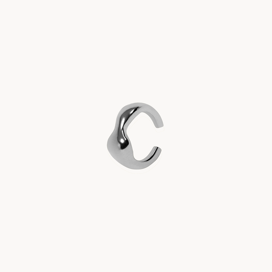 Arista Irregular Design Ear Cuff - Rhodium-Plated Steel - Jewel Edition