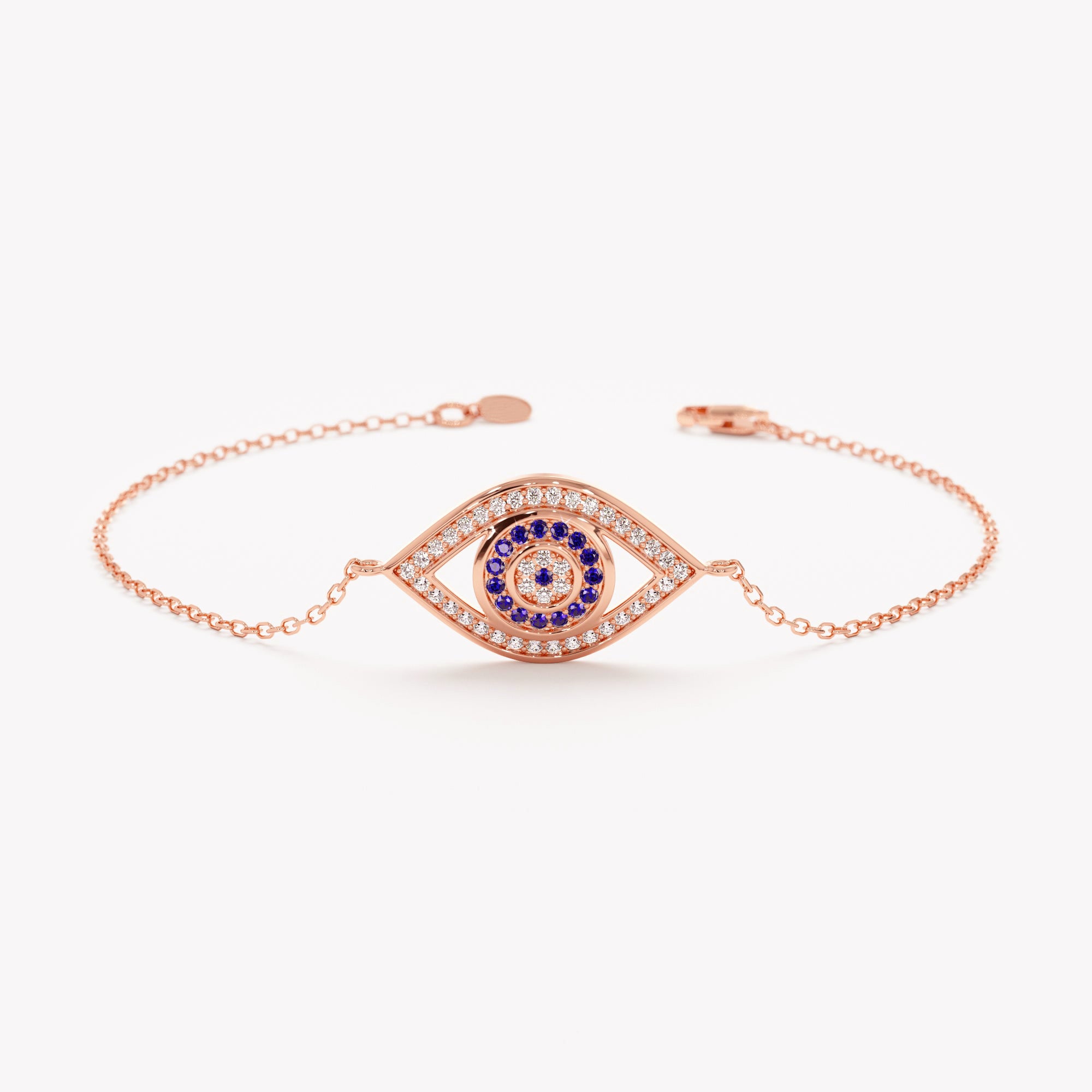 Dainty Sapphire Eye Chain Bracelet