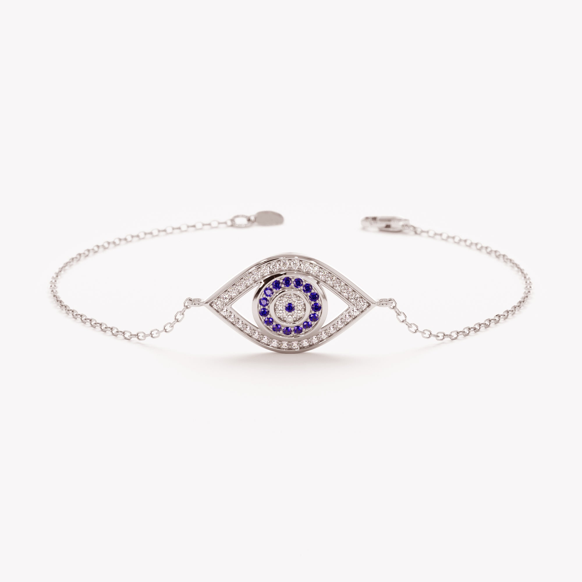 Dainty Sapphire Eye Chain Bracelet