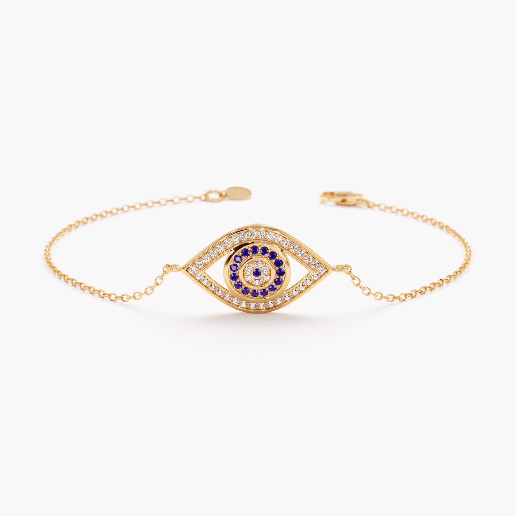 Dainty Sapphire Eye Chain Bracelet