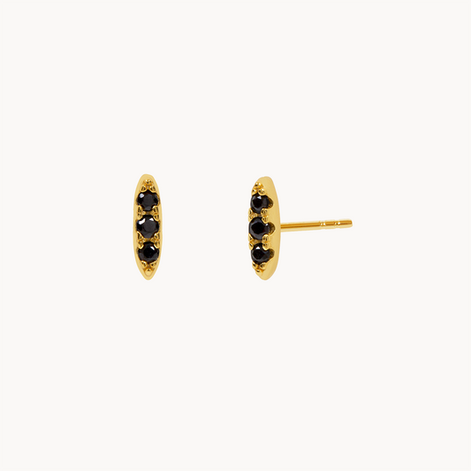 Mini Black Zirconia Bar Earrings - Jewel Edition