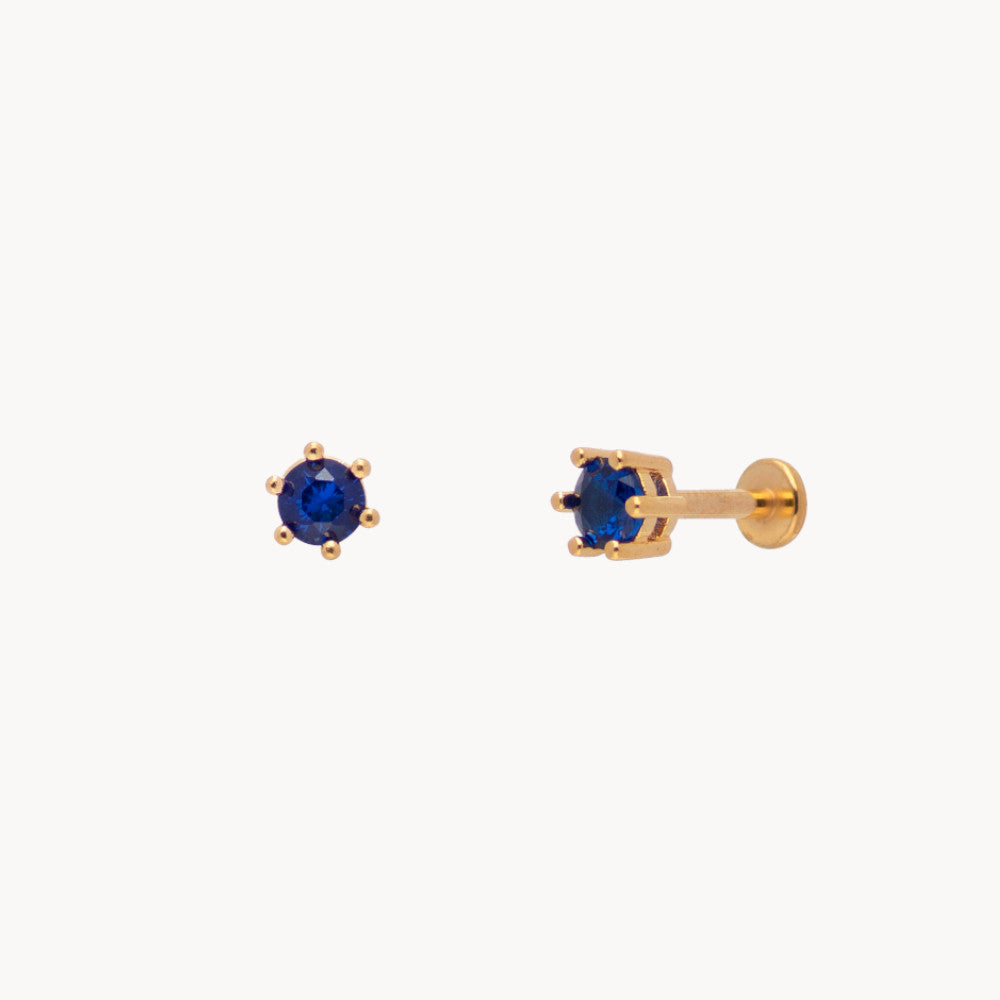 Stylish Blue Mos Piercing: One Micron 18 Carat Gold Plated Steel - Jewel Edition