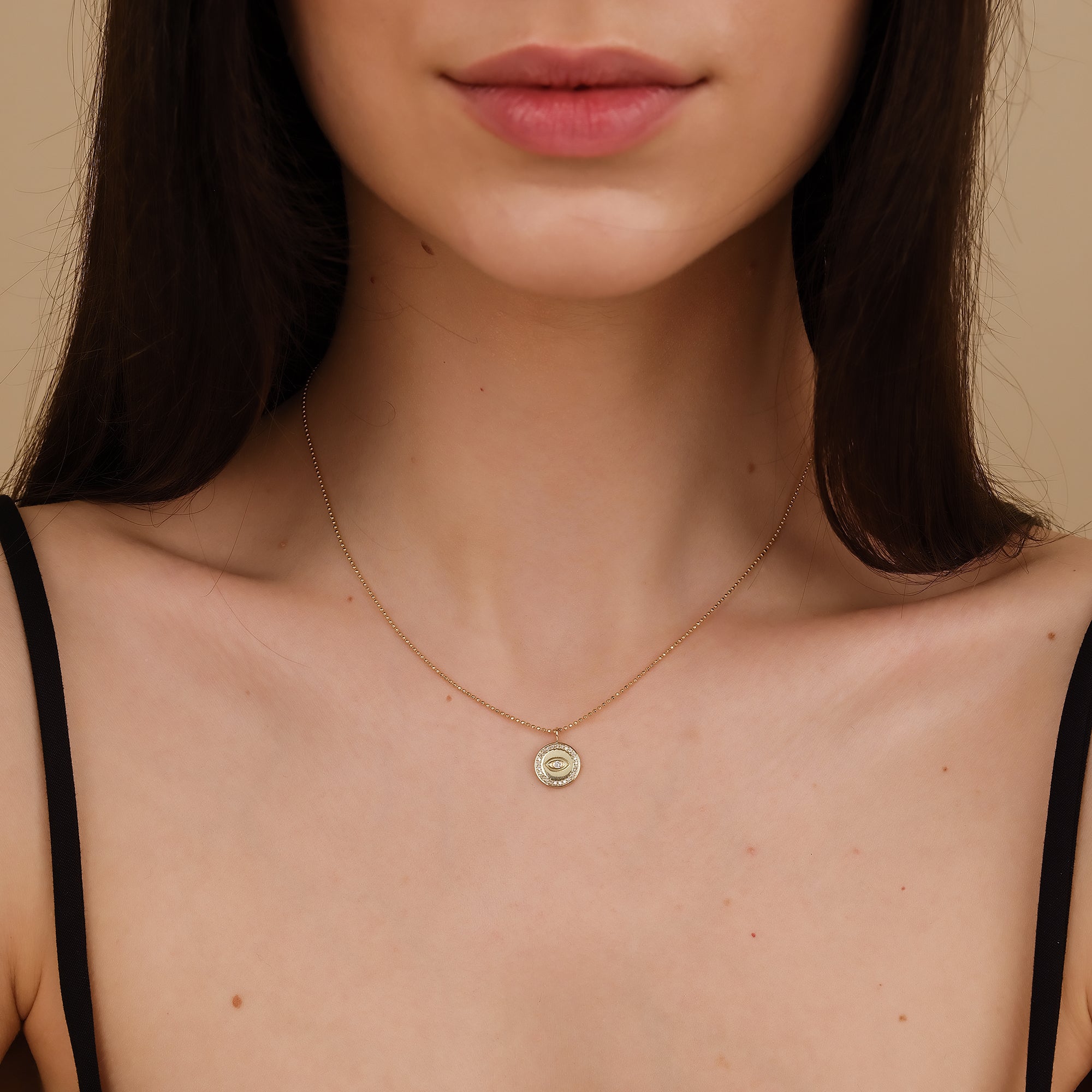 Diamond Sparkling Eye Pendant with Ball Chain
