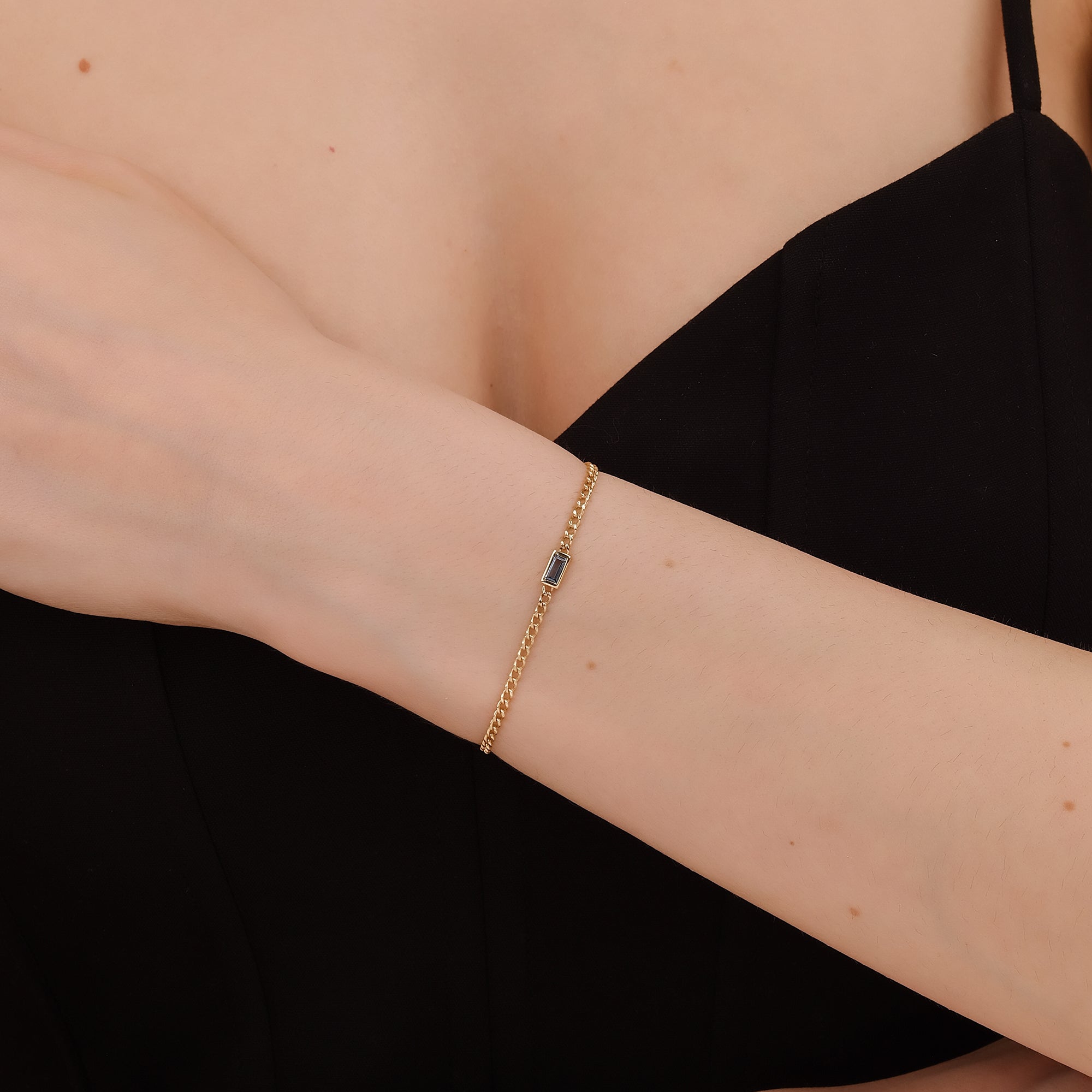 Crystal Blue Cuban Chain Bracelet