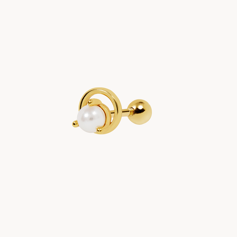 Circle Pearl Piercing with 3mm in 18K Gold-Plated Sterling Silver - Jewel Edition