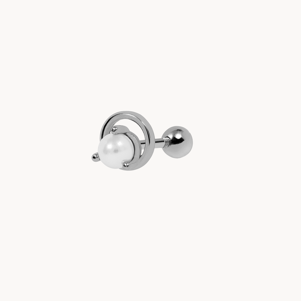 Circle Pearl Piercing with 3mm in 18K Gold-Plated Sterling Silver - Jewel Edition