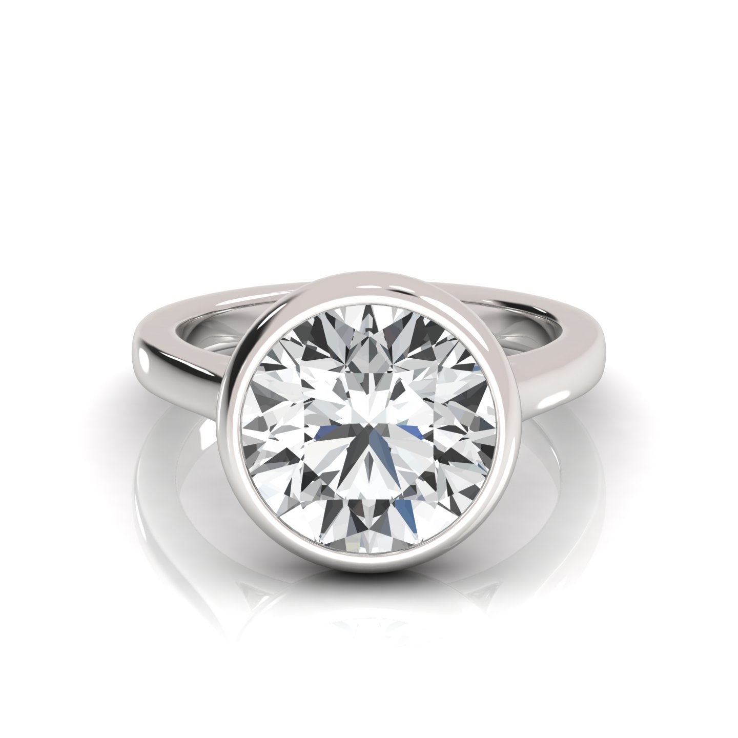 Spectacular 3.50 CT Round Cut Moissanite/Lab-Grown Engagement Ring: Open Bezel Solitaire Setting with Diamonds - Timeless Anniversary & Wedding Elegance in 14K Gold - Elevate Your Union with Ethical Brilliance