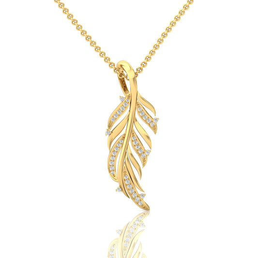 Round Diamond Ladies Leaf Pendant (1/5 ct. tw.) - Nature's Elegance Captured in Sparkling Brilliance