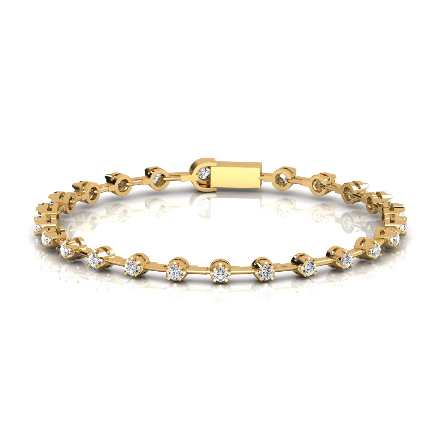 Round Lab Grown Diamond Tulip Prong Space Tennis Bracelet - Ethically Sourced Elegance for Modern Sophistication