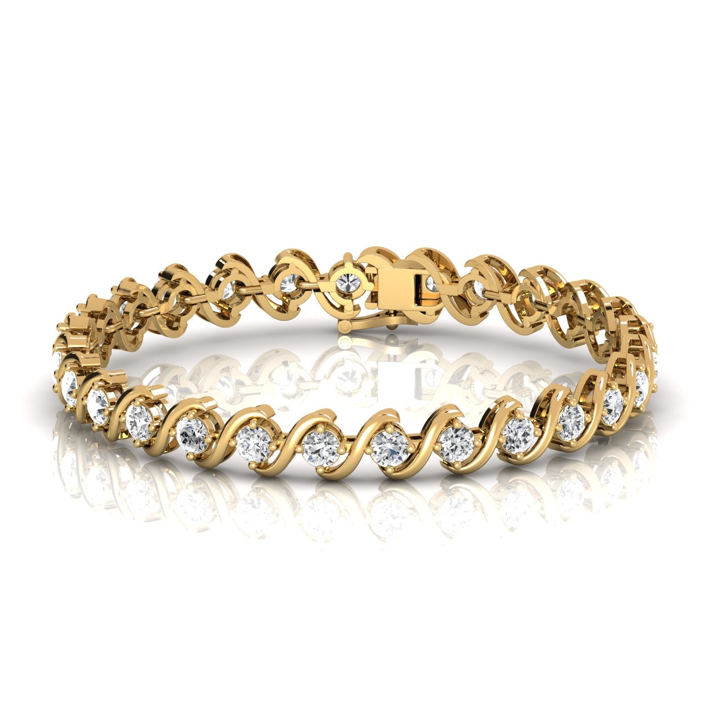 Round Lab Grown Diamond Tulip Prong Space Tennis Bracelet ( Lab Grown ) - Jewel Edition