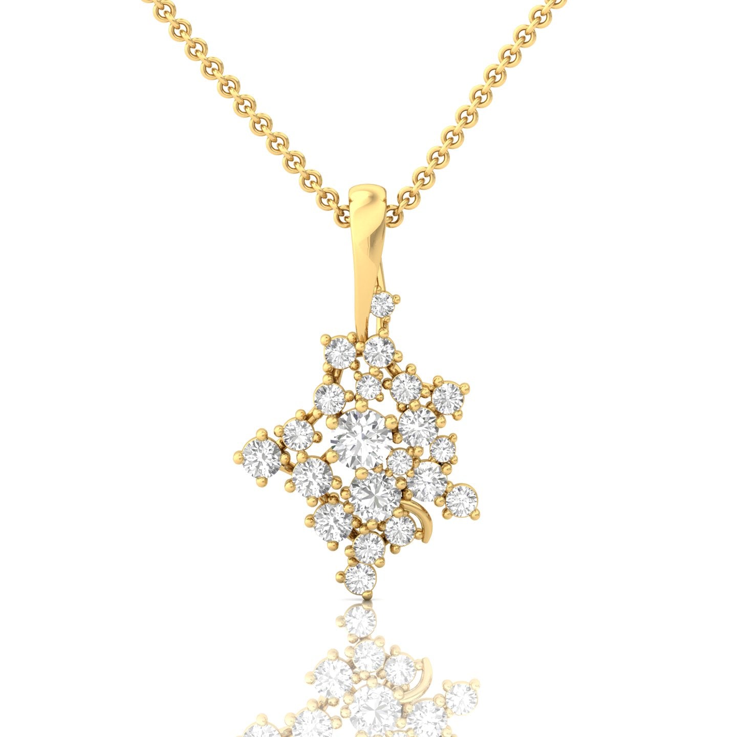 Diamond Cluster Necklace (4/3 ct. tw.) - A Stunning Statement Piece - Elevate Your Look with Exquisite Sparkle