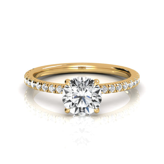 1.25 ctw Round Lab Grown Moissanite Diamond Hidden Halo Engagement Ring - Exquisite brilliance with round lab-grown diamonds, nestled in a hidden halo setting for timeless beauty.