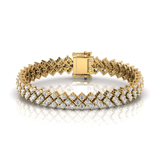 Round Lab Grown Diamond Three Row Fashion Bracelet - Ethically Sourced Brilliance for Contemporary Style