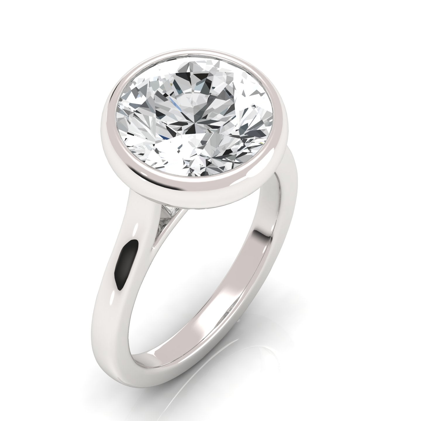 Spectacular 3.50 CT Round Cut Moissanite/Lab-Grown Engagement Ring: Open Bezel Solitaire Setting with Diamonds - Timeless Anniversary & Wedding Elegance in 14K Gold - Elevate Your Union with Ethical Brilliance