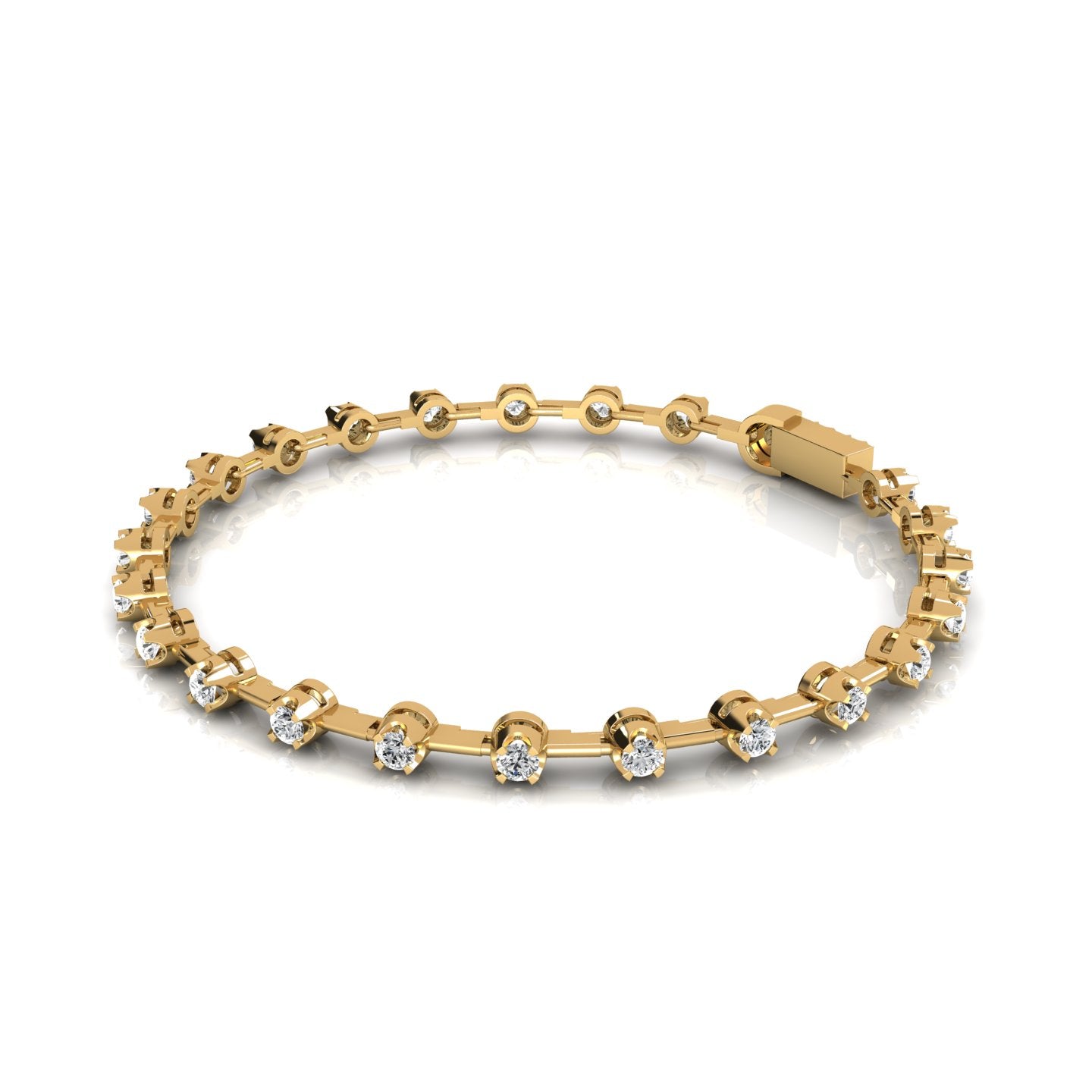 Round Lab Grown Diamond Tulip Prong Space Tennis Bracelet - Ethically Sourced Elegance for Modern Sophistication