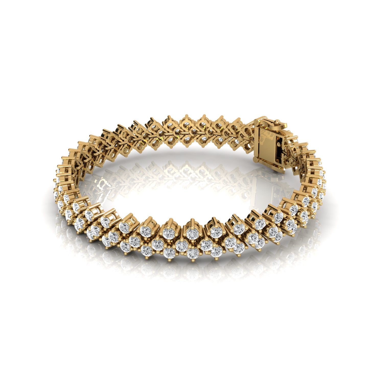 Round Lab Grown Diamond Three Row Fashion Bracelet - Ethically Sourced Brilliance for Contemporary Style