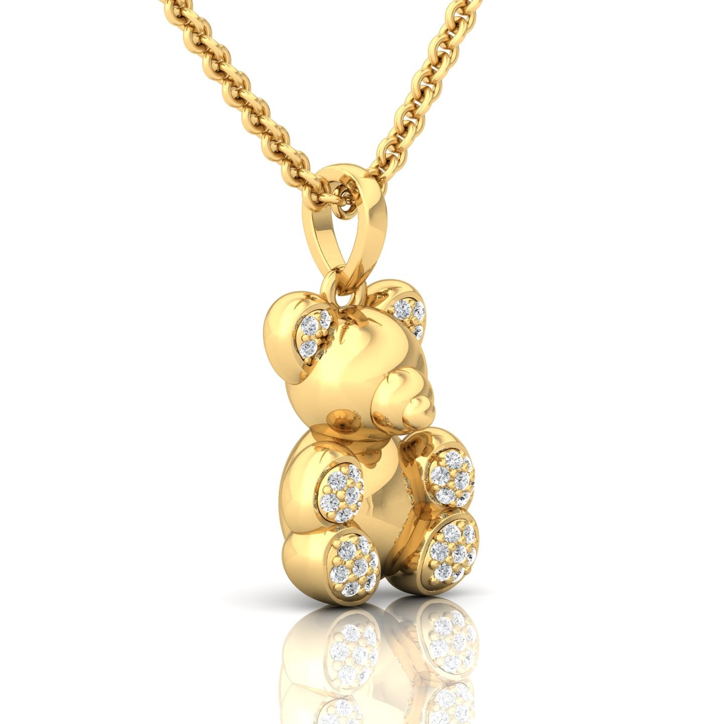 Cute Teddy Bear Pendant Necklace for Ladies (1/3 ct. tw.) - Adorable Charm with a Touch of Sparkle