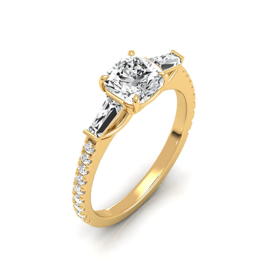 The Three Stone Cushion Engagement Ring (2.20 ct. tw.) - Symbolize Past, Present, and Future with Timeless Brilliance