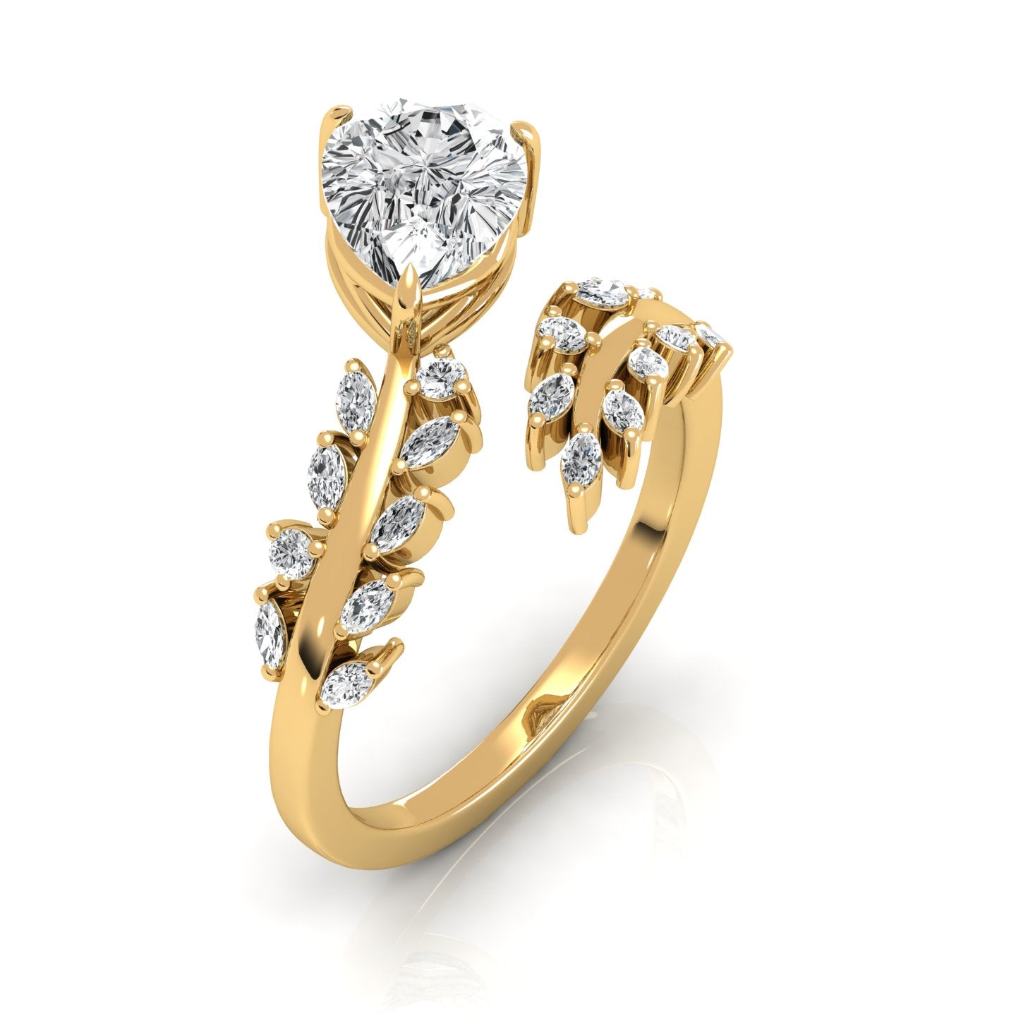 Sweeping Ivy Diamond Engagement Ring with 1.50ct Pearcut Diamond - Graceful Elegance for Your Everlasting Promis