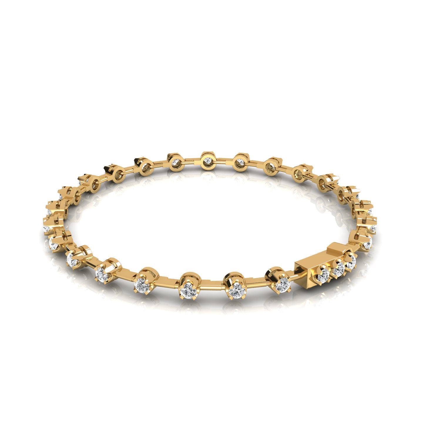 Round Lab Grown Diamond Tulip Prong Space Tennis Bracelet - Ethically Sourced Elegance for Modern Sophistication