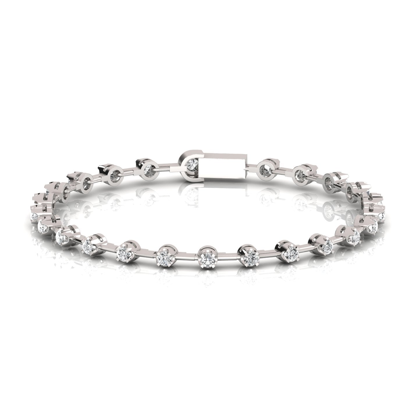 Round Lab Grown Diamond Tulip Prong Space Tennis Bracelet - Ethically Sourced Elegance for Modern Sophistication