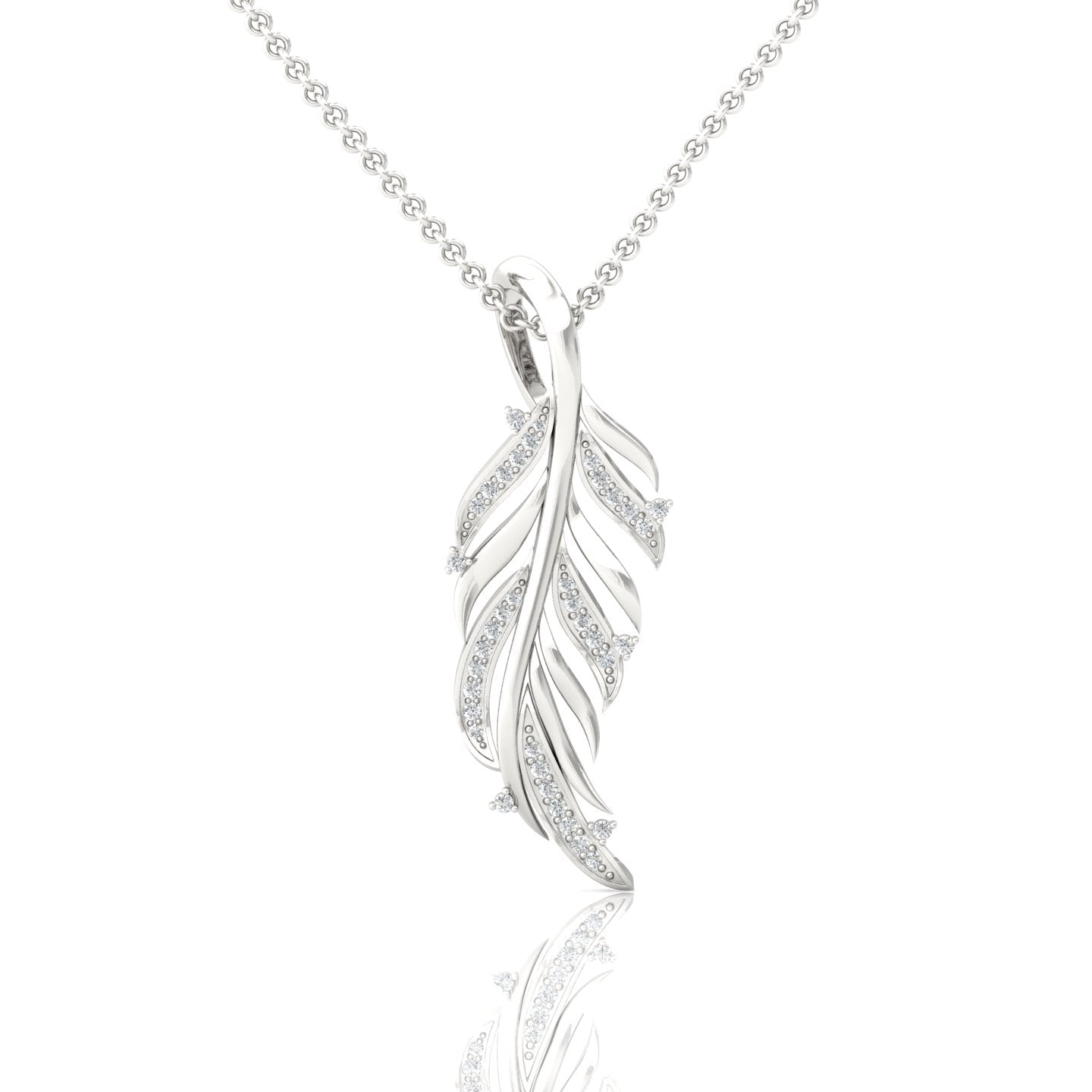 Round Diamond Ladies Leaf Pendant (1/5 ct. tw.) - Nature's Elegance Captured in Sparkling Brilliance