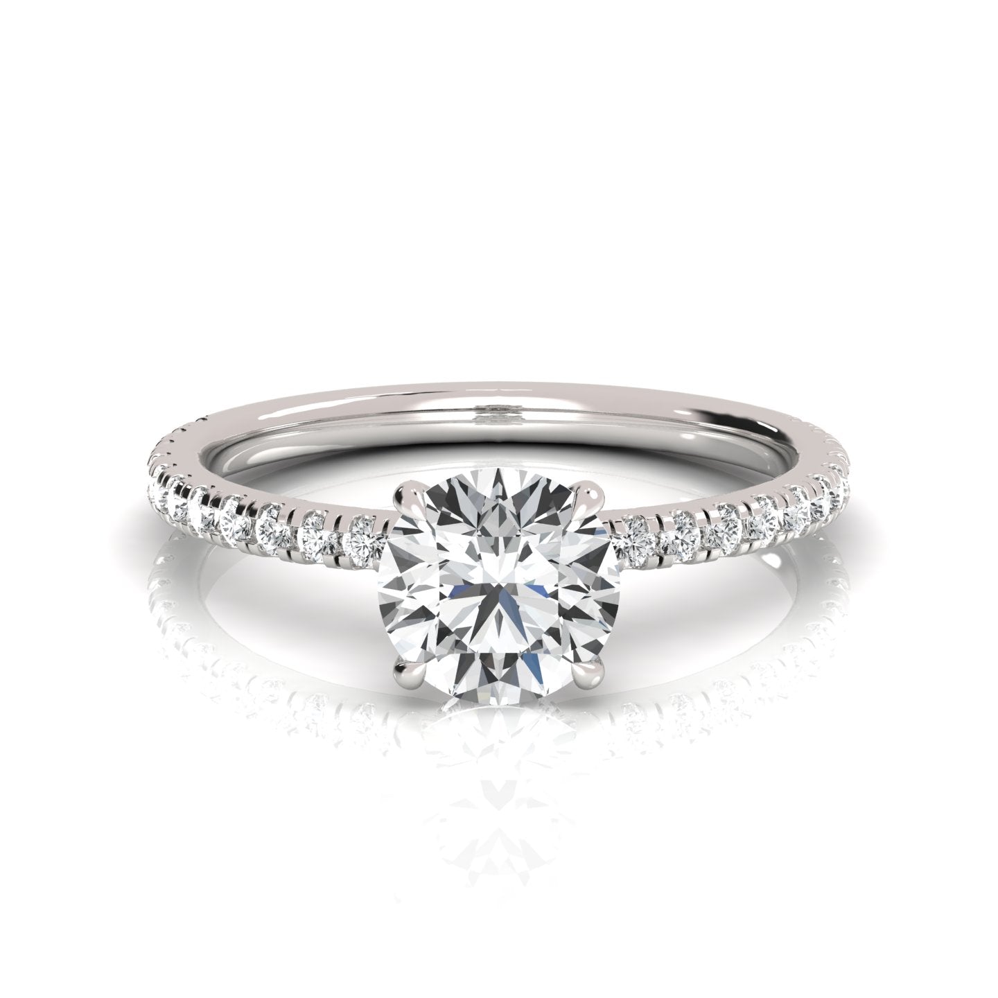 1.25 ctw Round Lab Grown Moissanite Diamond Hidden Halo Engagement Ring - Exquisite brilliance with round lab-grown diamonds, nestled in a hidden halo setting for timeless beauty.