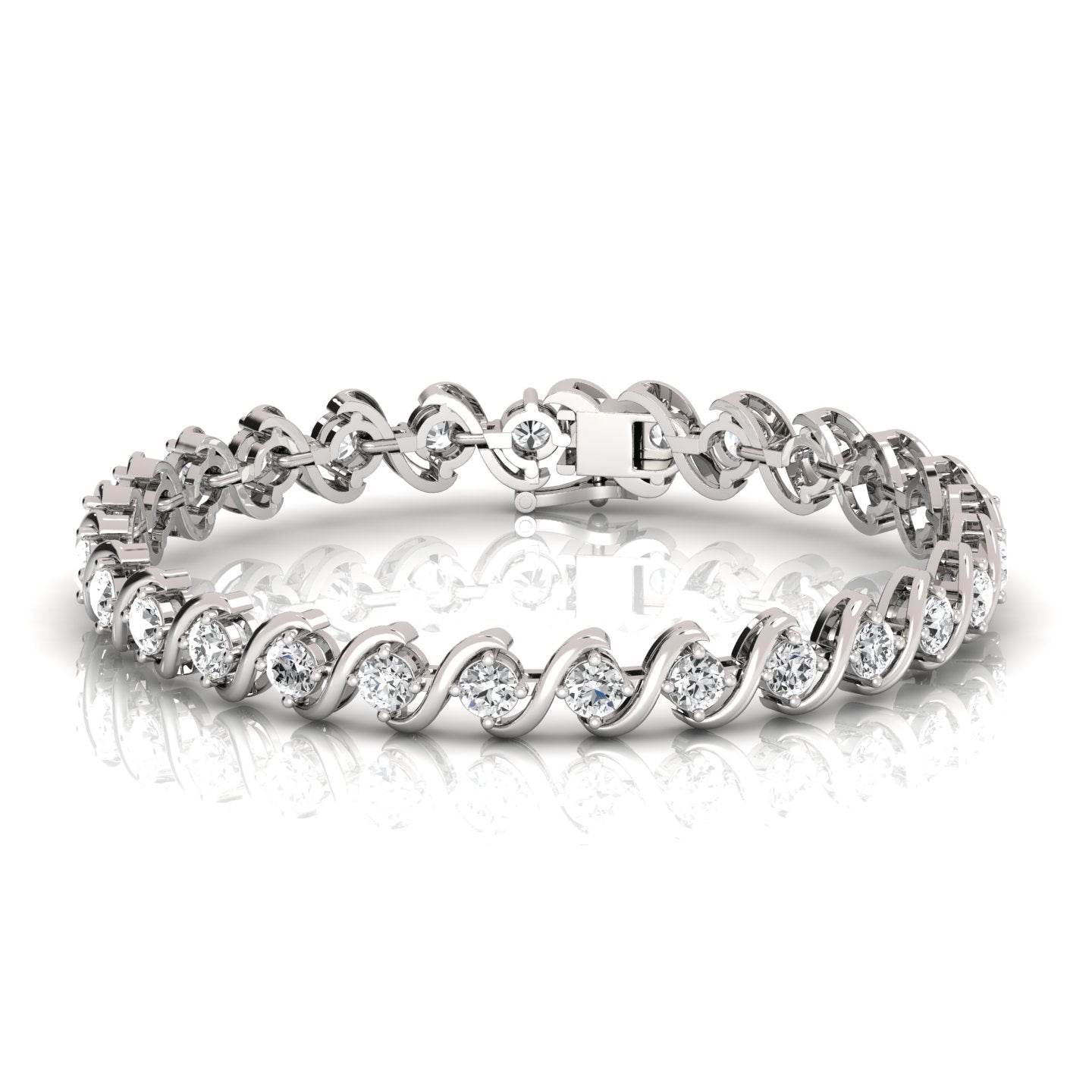 Round Lab Grown Diamond Tulip Prong Space Tennis Bracelet ( Lab Grown ) - Jewel Edition