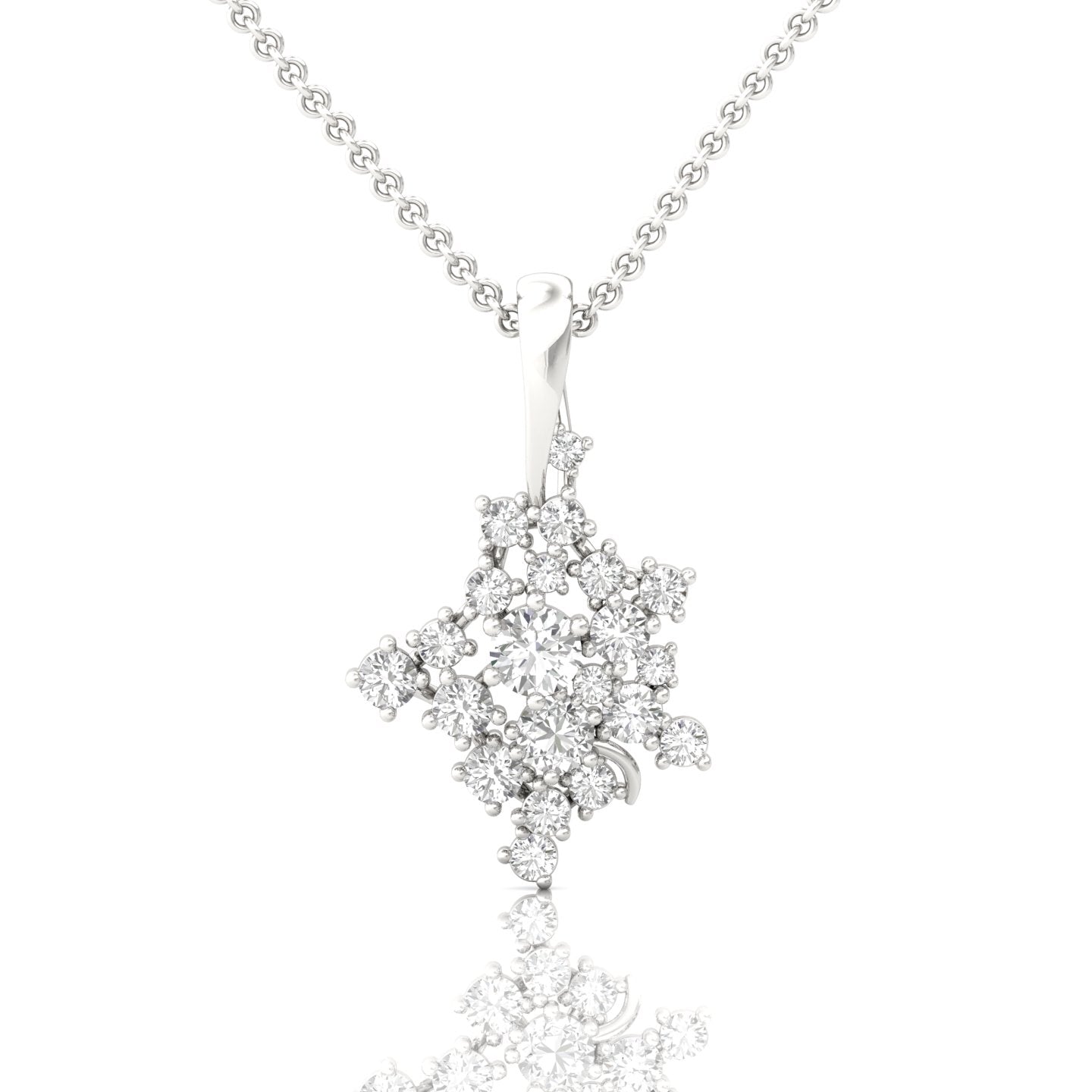 Diamond Cluster Necklace (4/3 ct. tw.) - A Stunning Statement Piece - Elevate Your Look with Exquisite Sparkle