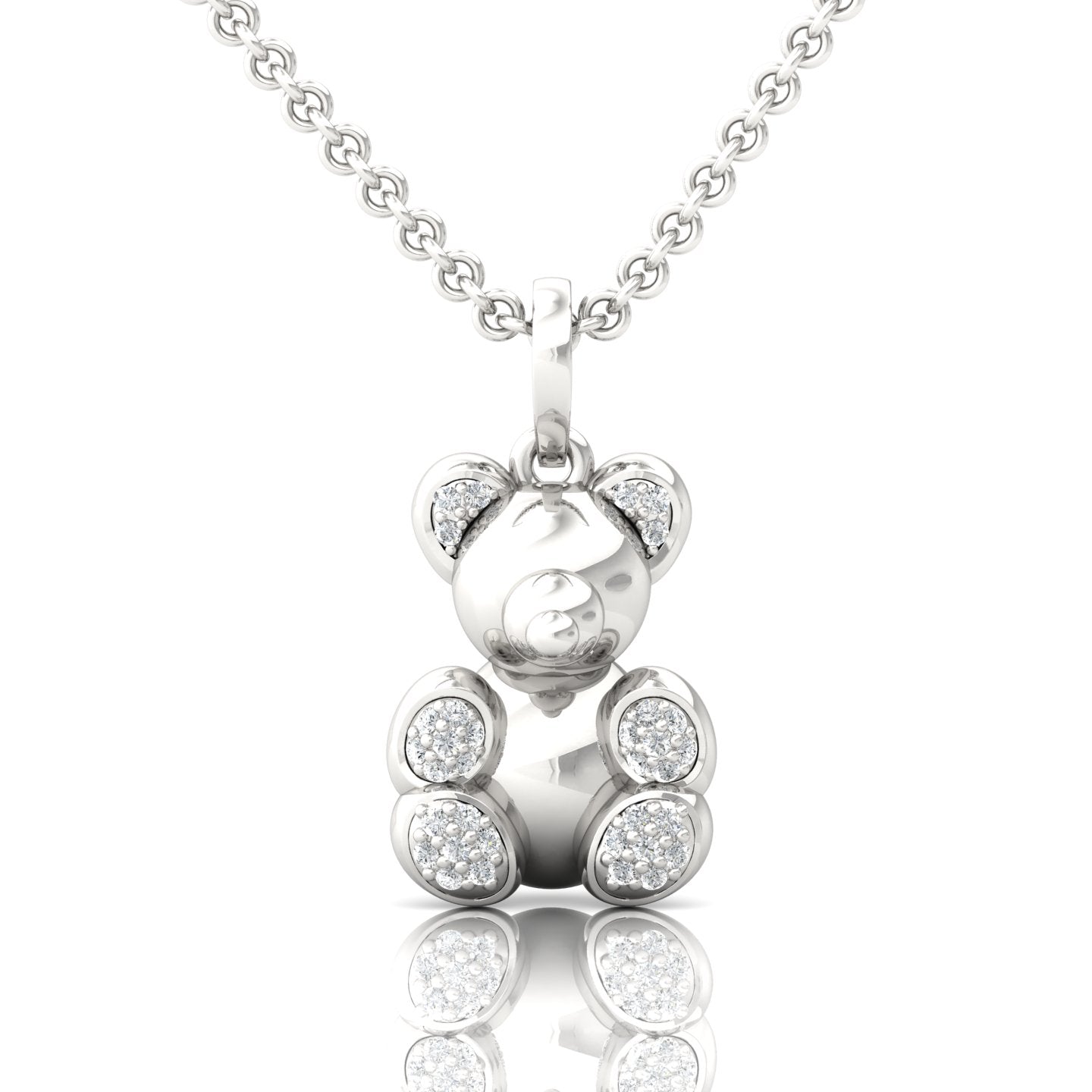 Cute Teddy Bear Pendant Necklace for Ladies (1/3 ct. tw.) - Adorable Charm with a Touch of Sparkle