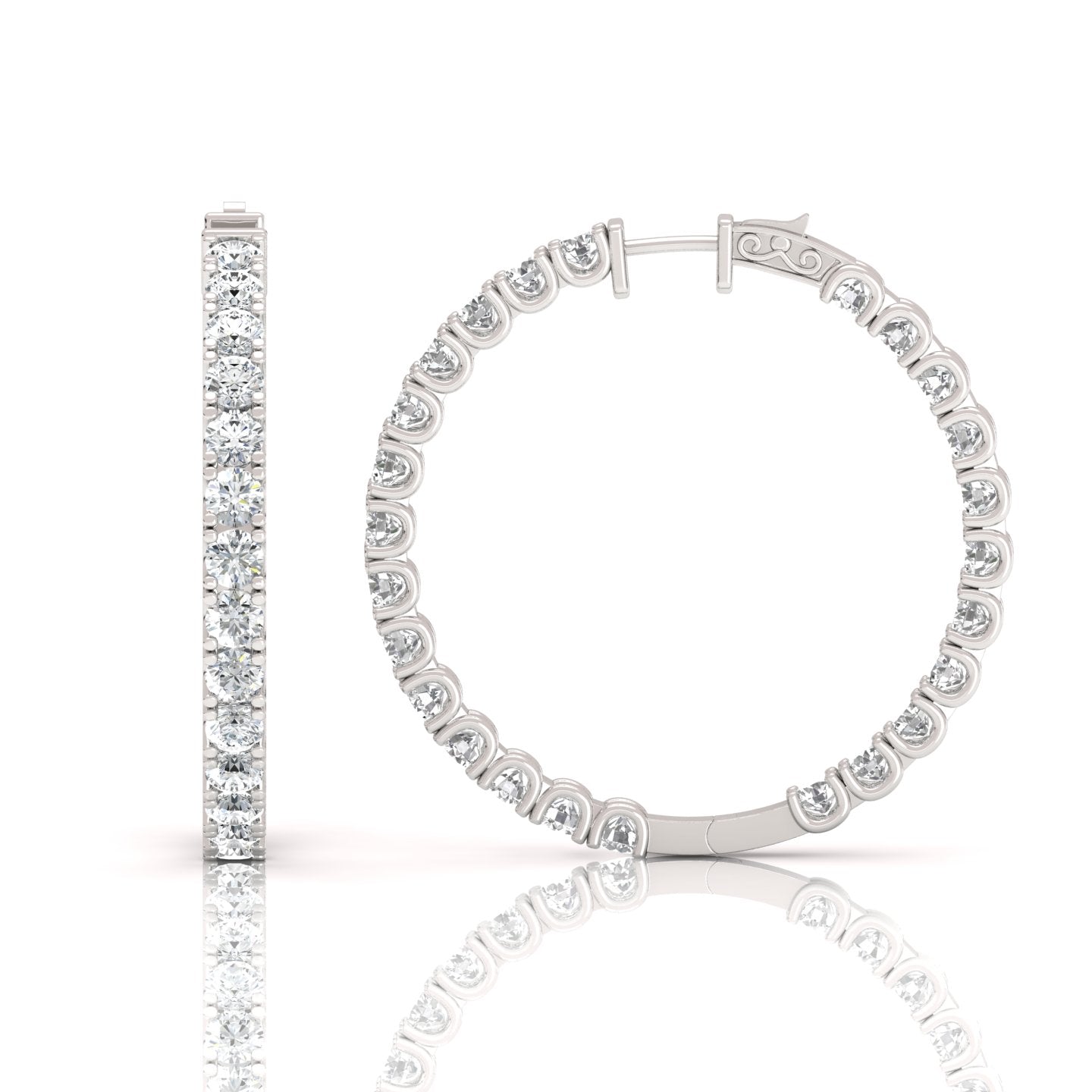 Bliss Lab Grown Diamond Hoop Earrings (3 ct. tw.) - Timeless Sophistication - Elevate your look with these stunning hoop earrings featuring 3 carats total weight of lab-grown diamonds, exuding timeless sophistication