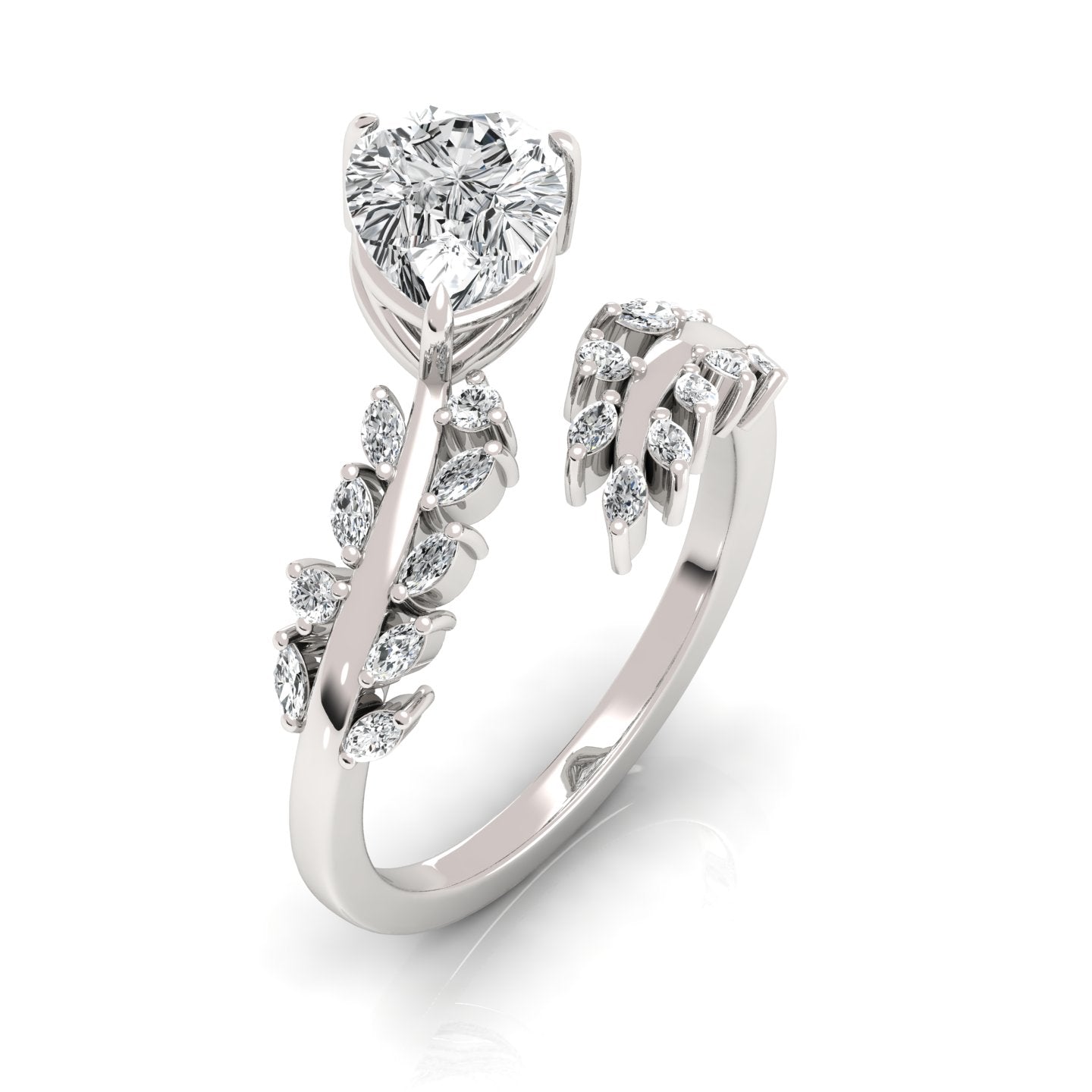 Sweeping Ivy Diamond Engagement Ring with 1.50ct Pearcut Diamond - Graceful Elegance for Your Everlasting Promis