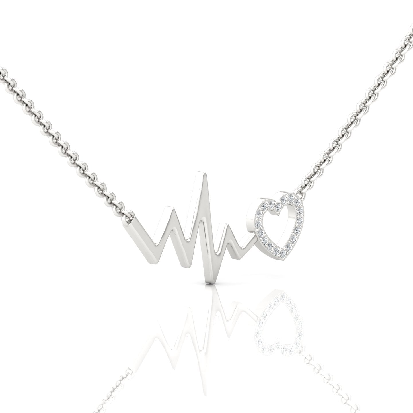 Heartbeat Necklace 1/10 ct tw Lab Grown Diamonds - Capture the Rhythm of Your Love with Ethically Sourced Sparkle