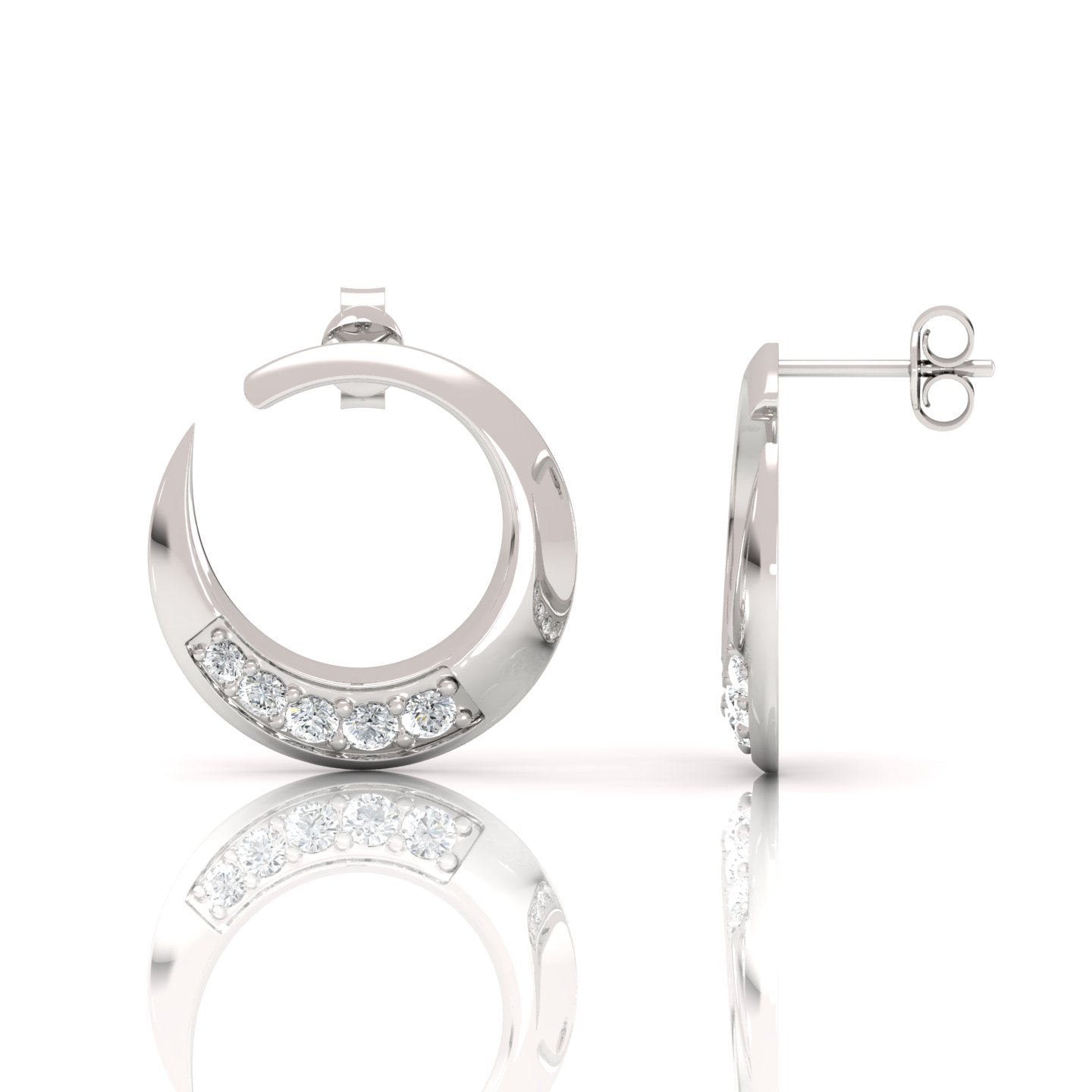 Chic Curved Marseille Diamond Huggie Earrings: Sparkle with 0.60 ct. Total Weight - Effortlessly Stylish Accessories for Every Look