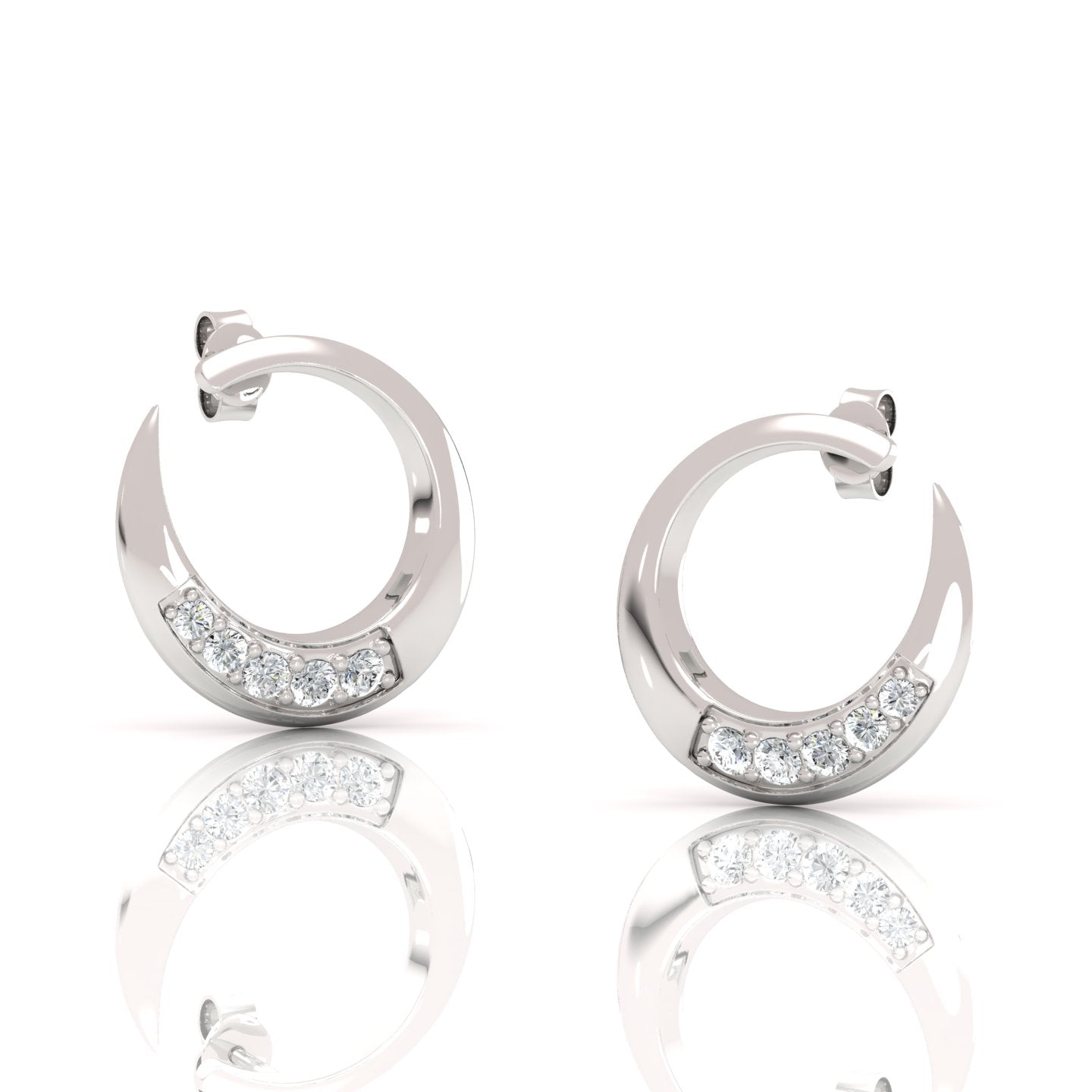 Chic Curved Marseille Diamond Huggie Earrings: Sparkle with 0.60 ct. Total Weight - Effortlessly Stylish Accessories for Every Look