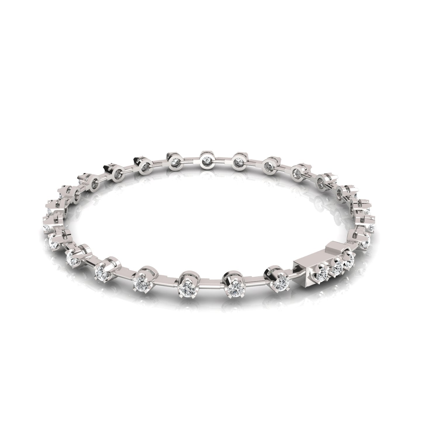 Round Lab Grown Diamond Tulip Prong Space Tennis Bracelet - Ethically Sourced Elegance for Modern Sophistication